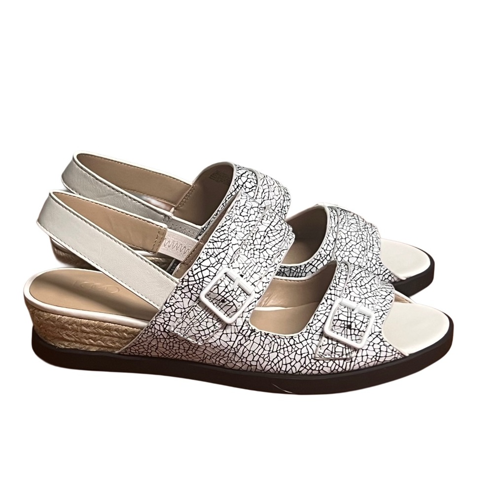 LOGO by Lori Goldstein Heather Geometric Adjustable Leather Espadrille Sandal